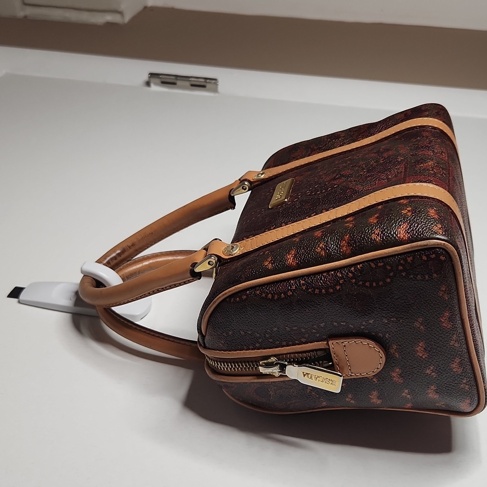 Escada Brown and Tan Mini Handbag, includes a long strap and a dust bag.